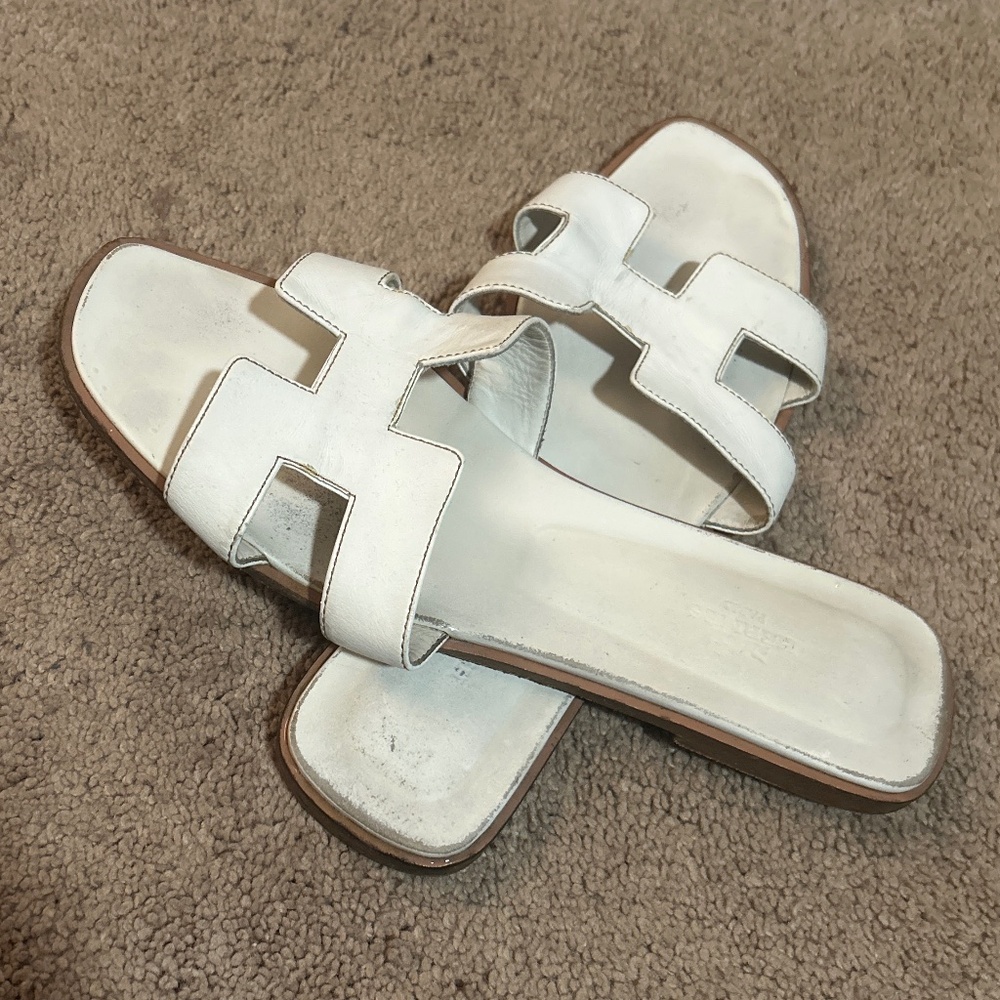 Hermes Oran white sandals size 41
